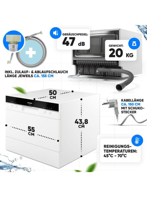 Bomann TSG 7405 fehér asztali mosogatógép