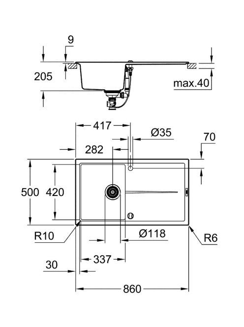 Grohe Mosogatótálca Csepegtetővel 31640Ap0