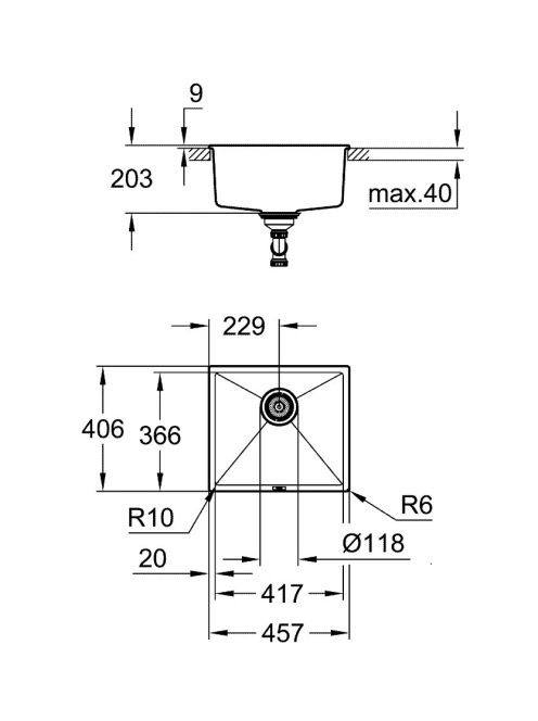 Grohe K700 Undermount Kompozit Mosogatótálca 31653Ap0