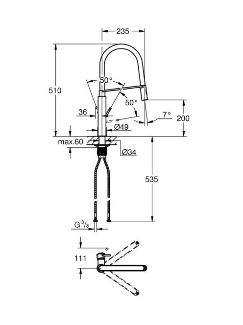 Grohe 30433000 Viamo Csaptelep Profi Zuhanykapcsolóval Gyöngyöző /Jet Króm