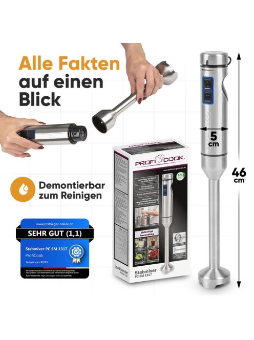 ProfiCook PC-SM 1317 botmixer rozsdamentes acél