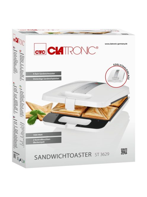 Clatronic ST 3629 fehér 4 fach szendvics sütő