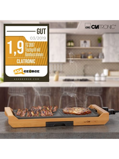 Clatronic TG 3697 grill, asztali, bambusz