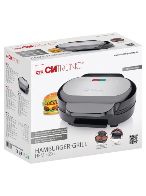 Clatronic HBM 3696 fekete-inox grill, hamburger
