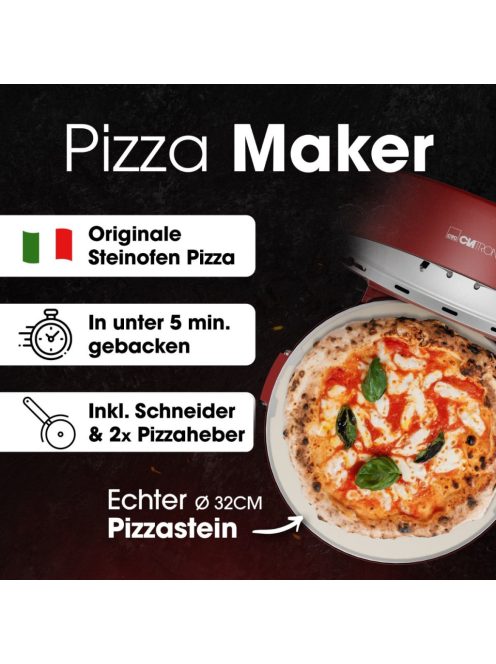 Clatronic PM 3787 rot 1.200W pizzasütő