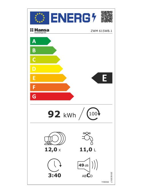 Hansa ZWM 615WB.1 mosogatógép