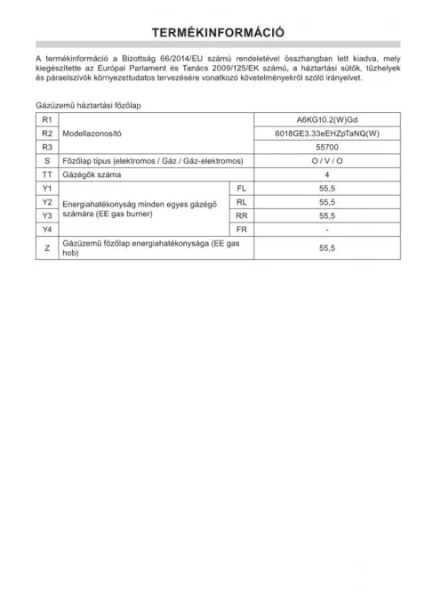 Amica A6KG10.2(W)Gd  Kombinált Tűzhely ( 55700)