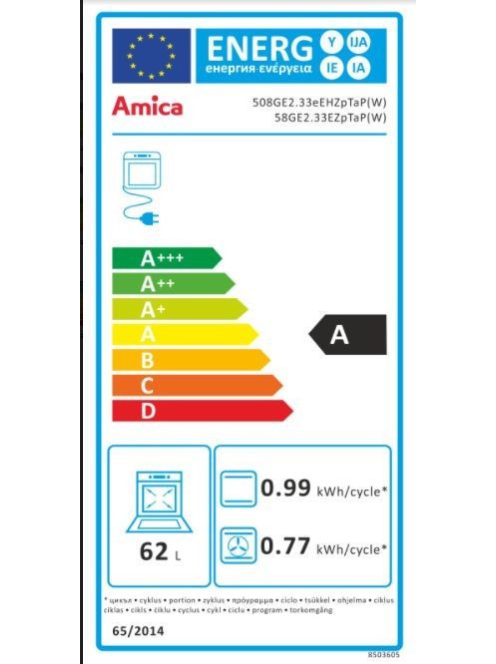 Amica 55898 ( 508Ge2.33Ehzptap(W)) Fehér Programórás , Multifunkciós Kombinált Tűzhely