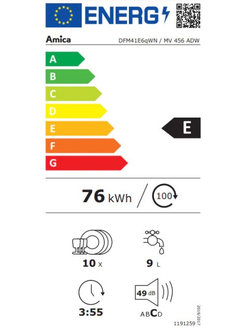 Amica MV 456 ADW keskeny mosogatógép