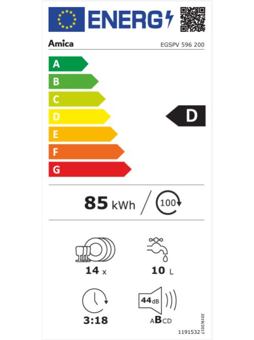 Amica EGSPV 596 200 B beépíthető mosogatógép