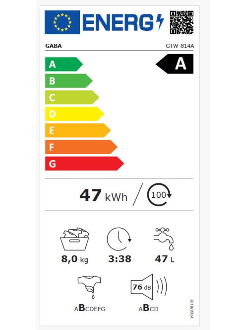 Gaba GTW-814 A elöltöltős mosógép