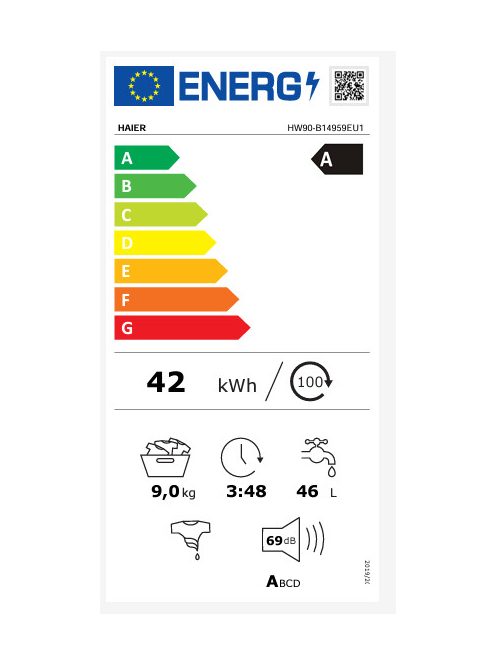 Haier HW90-B14959EU1-S elöltöltős mosógép