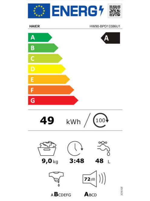 Haier HW90-BPD13386U-S felültöltős mosógép