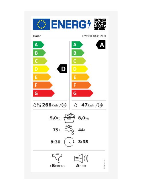 Haier Hwd80-B14959U1-S Mosó-Szárítógép