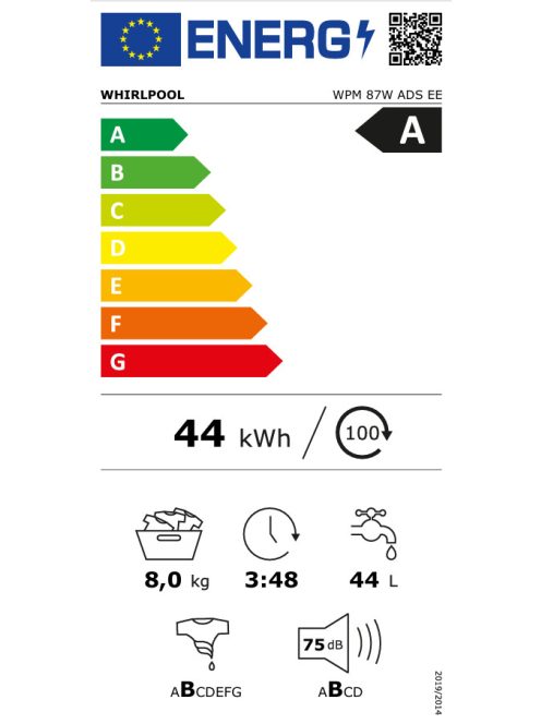 Whirlpool WPM 87W ADS EE elöltöltős mosógép