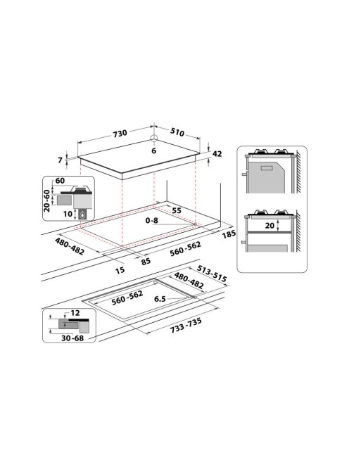 Whirlpool GOWL 728/NB gáz főzőlap