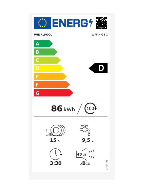 Whirlpool W7F HP33 X mosogatógép