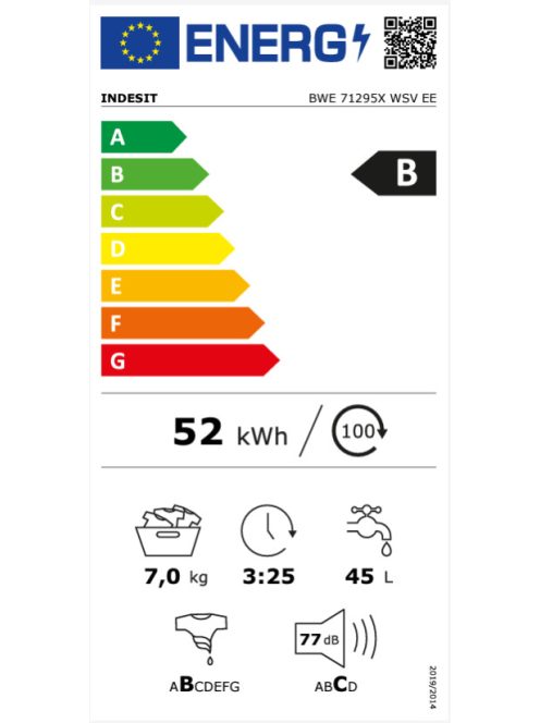 Indesit BWE 71295X WSV EE elöltöltős mosógép