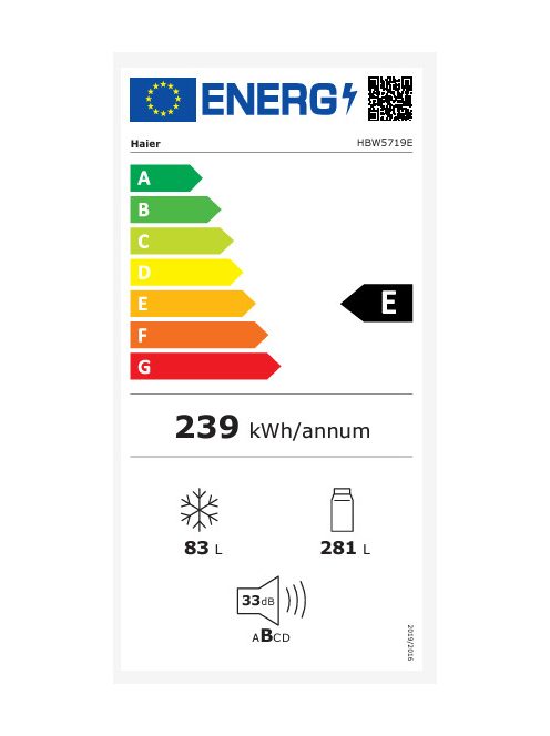 Haier HBW5719E beépíthető alulfagyasztós hűtő