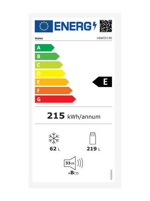 Haier HBW5519E beépíthető alulfagyasztós hűtő