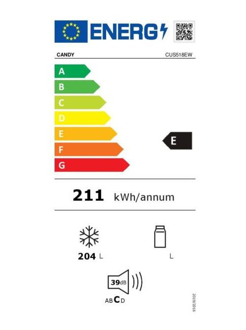 Candy CUS518EW beépíthető fagyasztószekrény