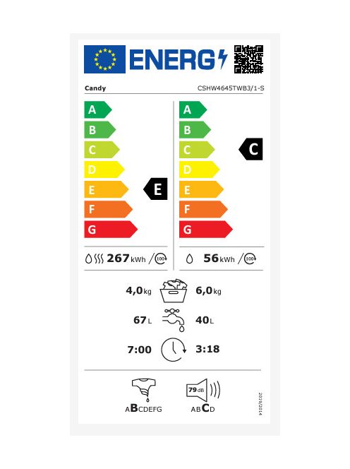 Candy CSHW4645TWB3/1-S mosó-szárítógép