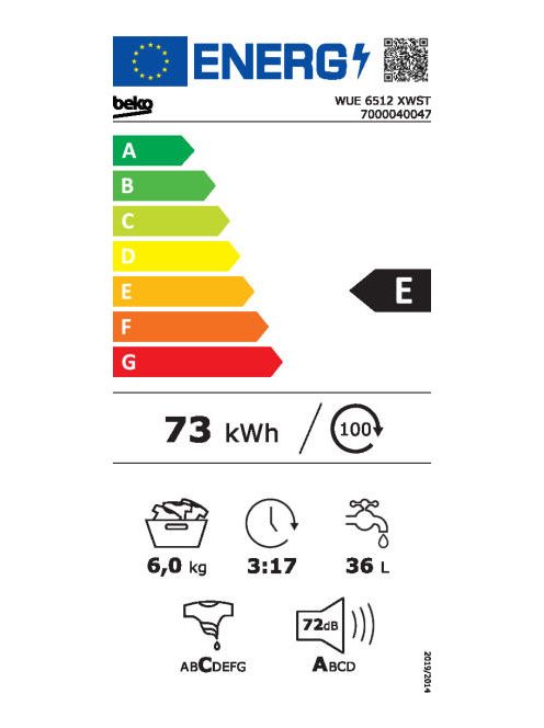 Beko Wue6512Xwst keskeny mosógép