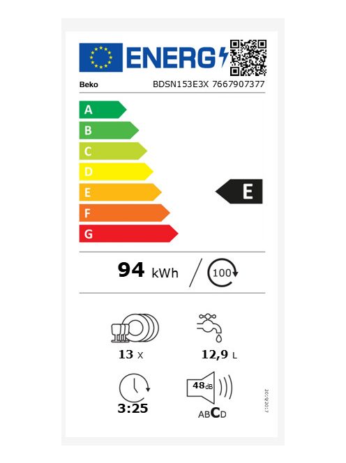 Beko BDSN153E3X beépíthető mosogatógép