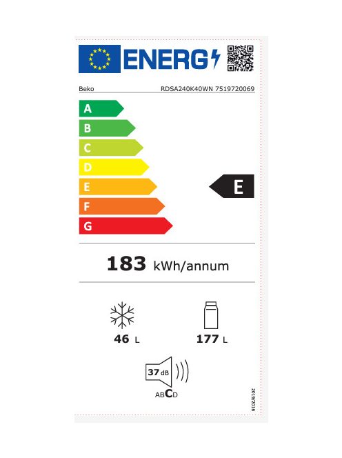 Beko Rdsa240K40Wn Felülfagyasztós Hűtő