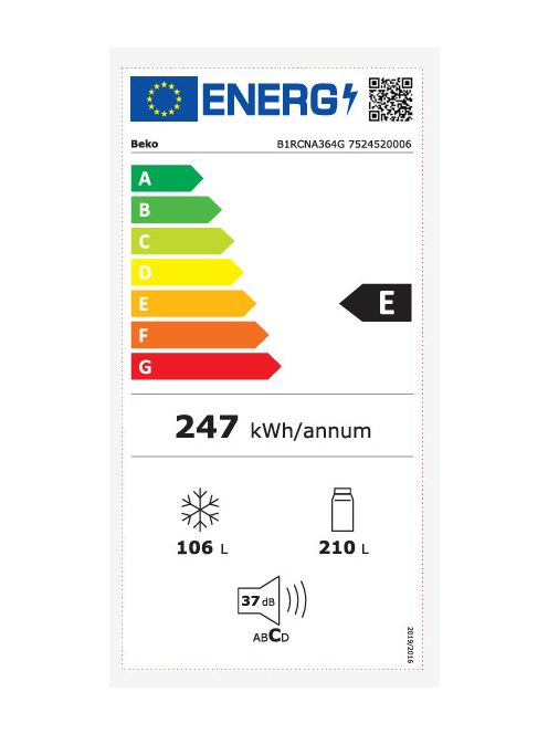 Beko B1RCNA364G alulfagyasztós hűtő