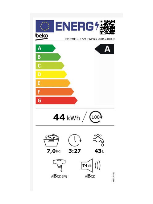 Beko BM3WFSU37213WPBB elöltöltős mosógép