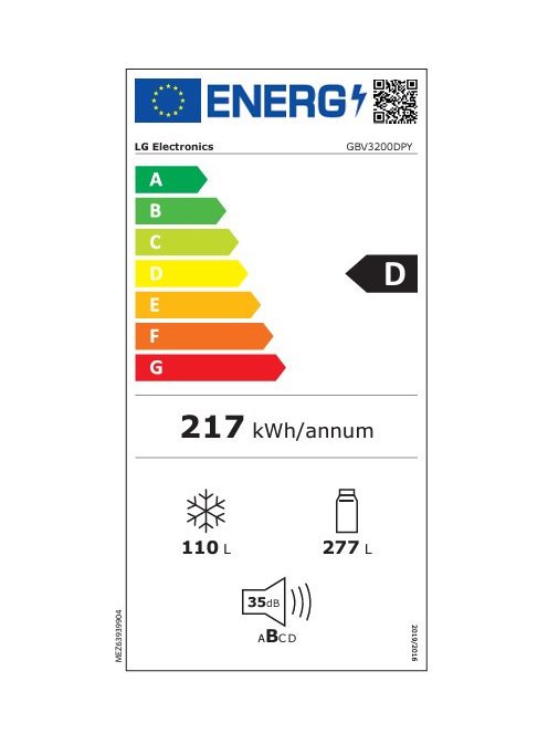 LG GBV3200DPY alulfagyasztós hűtő