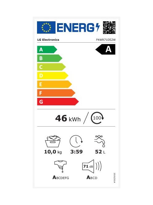 LG F4WR710S2W gőzmosógép