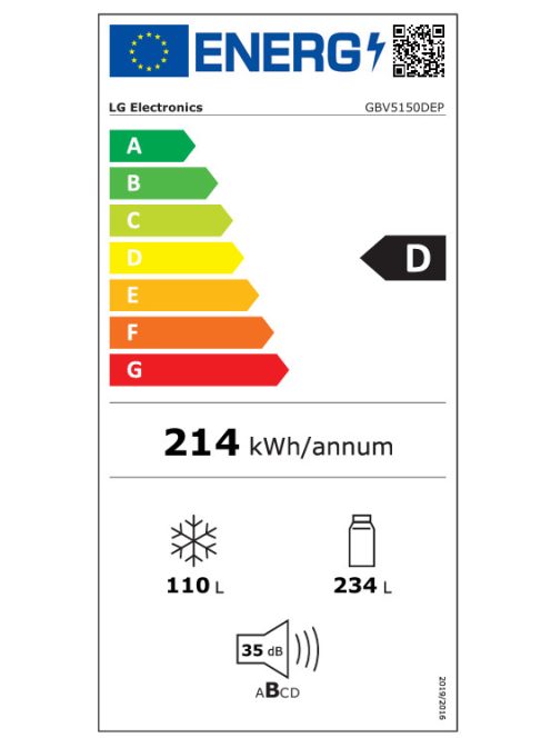 LG GBV5150DEP Alulfagyasztós hűtőszekrény, DoorCooling⁺™ technológia,