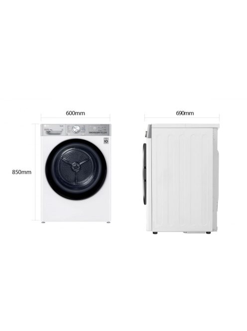 Lg RH90V9AV2QR 9 Kg, Eco Hybrid™ Dual Inverter Hőszivattyús Szárítógép Wifi Funkcióval