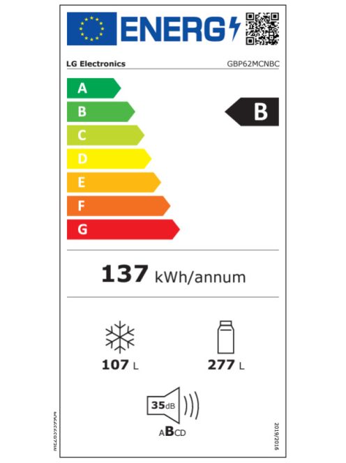 LG GBP62MCNBC alulfagyasztós hűtő