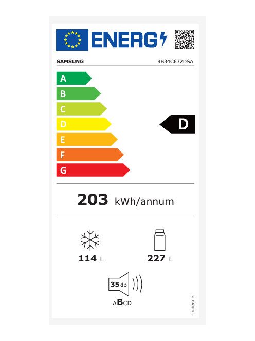 Samsung RB34C632DSA/EF Alulfagyasztós hűtőszekrény Wi-fi-vel 341 L