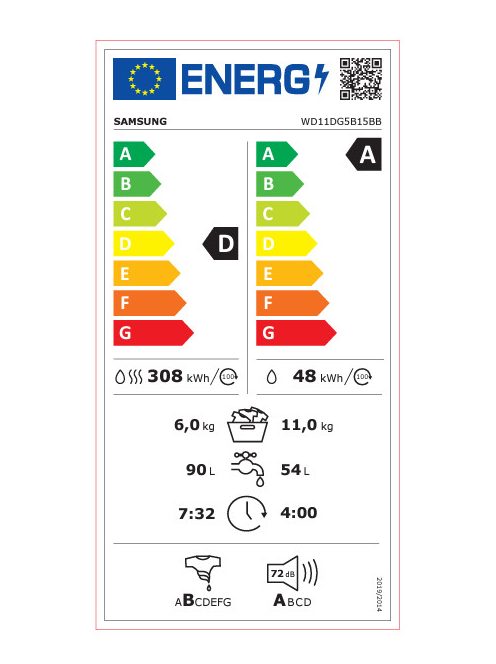 Samsung WD11DG5B15BBLE mosó-szárítógép