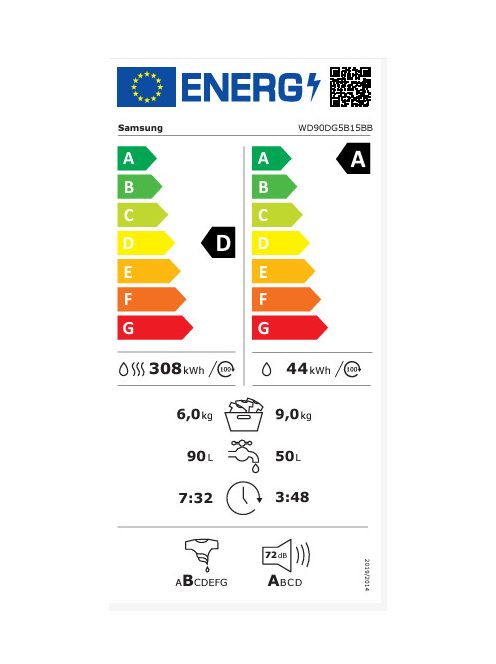 Samsung WD90DG5B15BBLE elöltöltős mosó-szárítógép