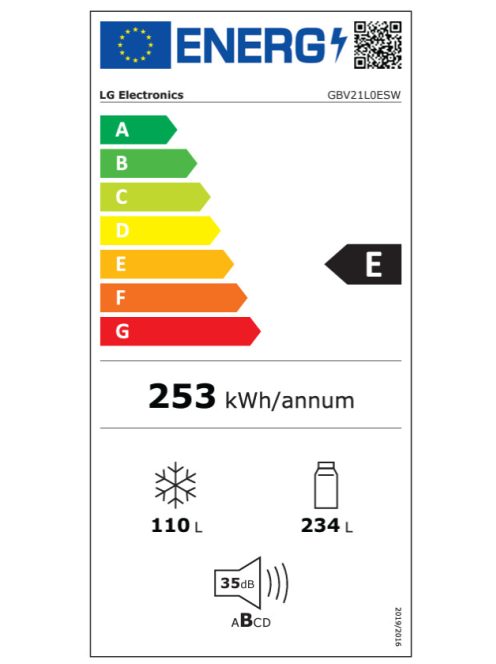 LG GBV21L0ESW alulfagyasztós hűtő